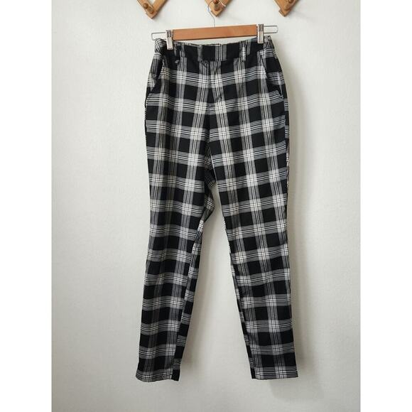 Hot Topic black white plaid womens pants w chain hook stretch S emo - Picture 2 of 6